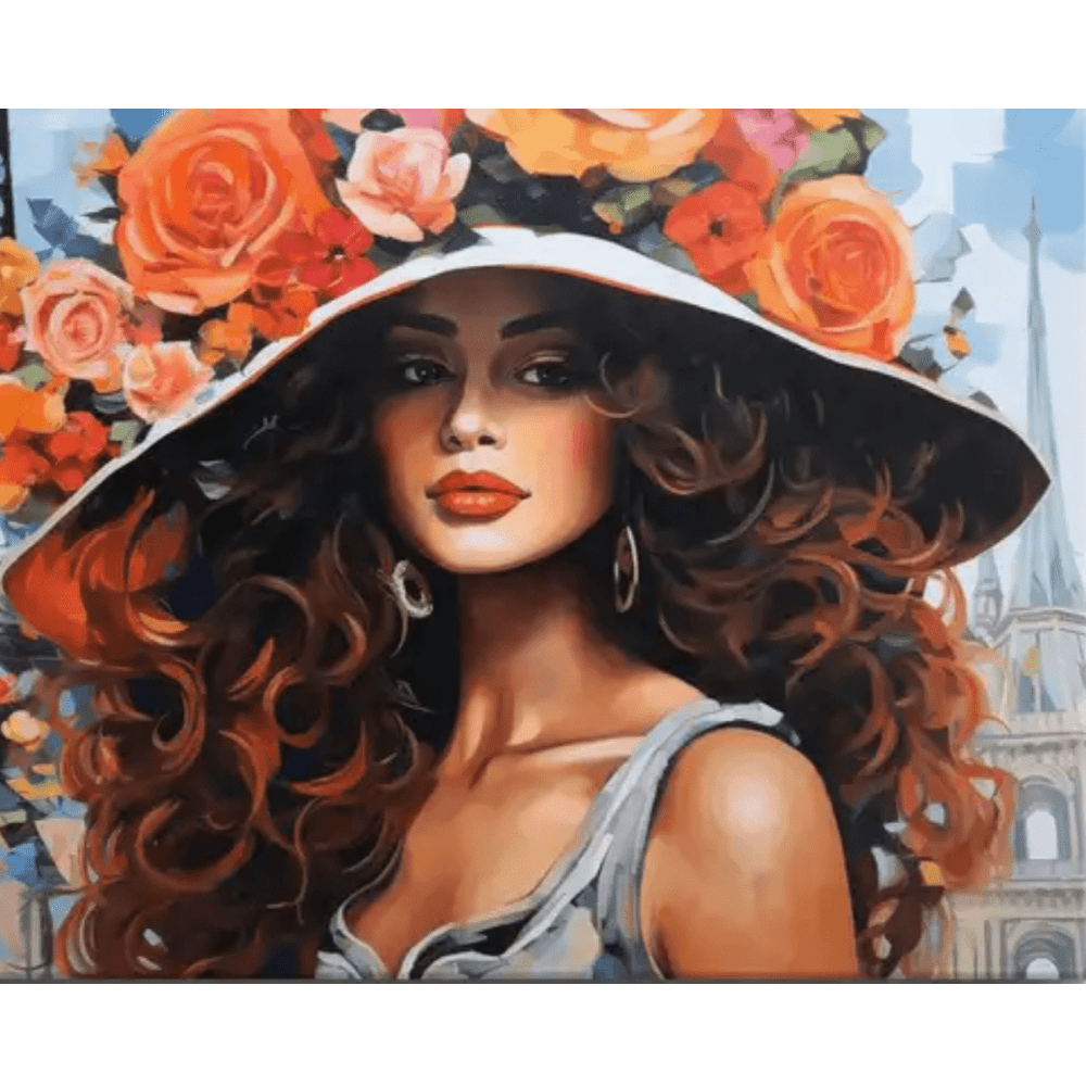 Dame mit Hut und Blumen