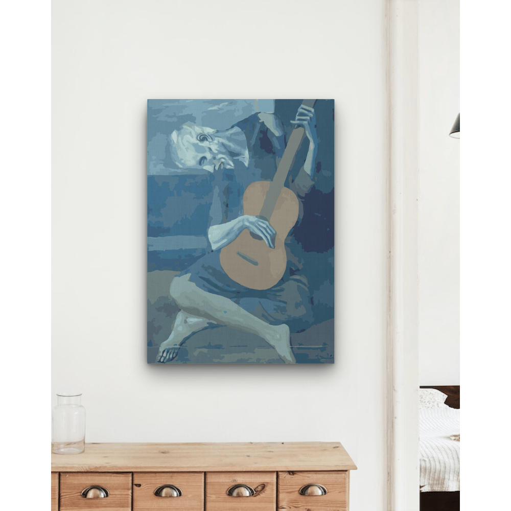 Der alte Gitarrist von Pablo Picasso, Musterbild in der Raumansicht