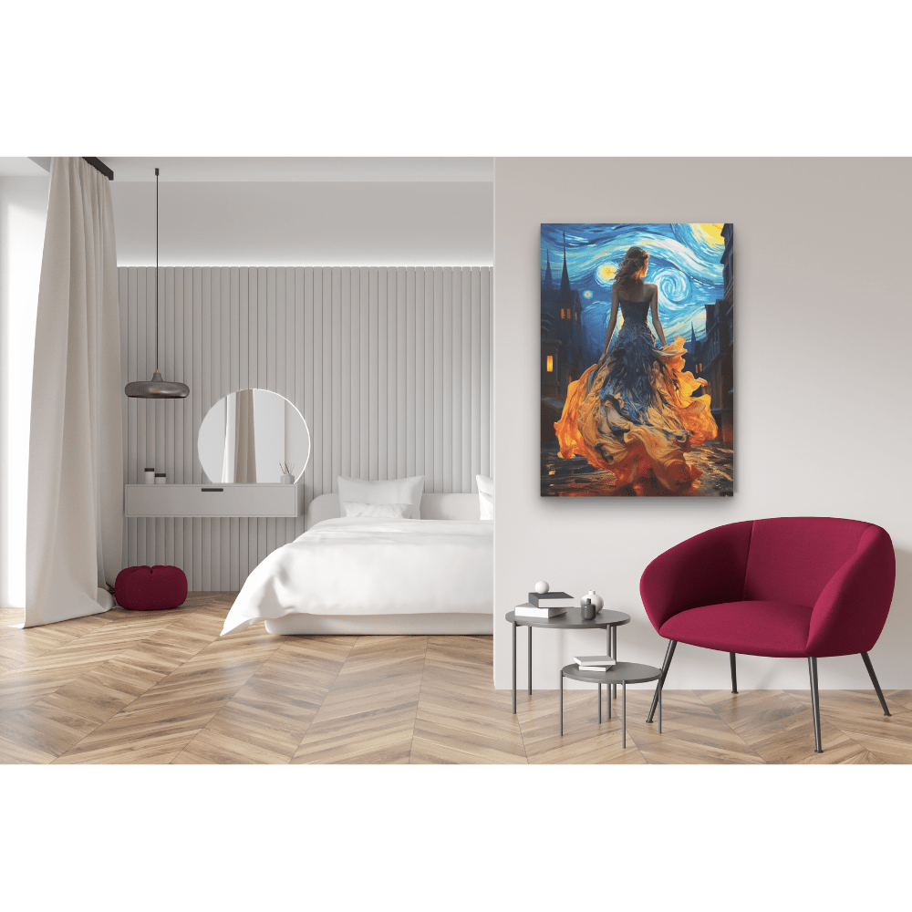 Frau unter Nachthimmel