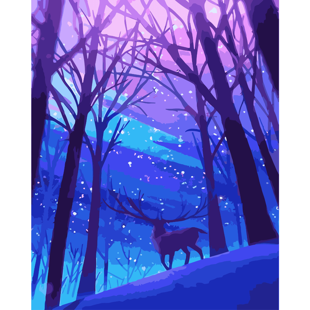 Hirsch in einer Winternacht