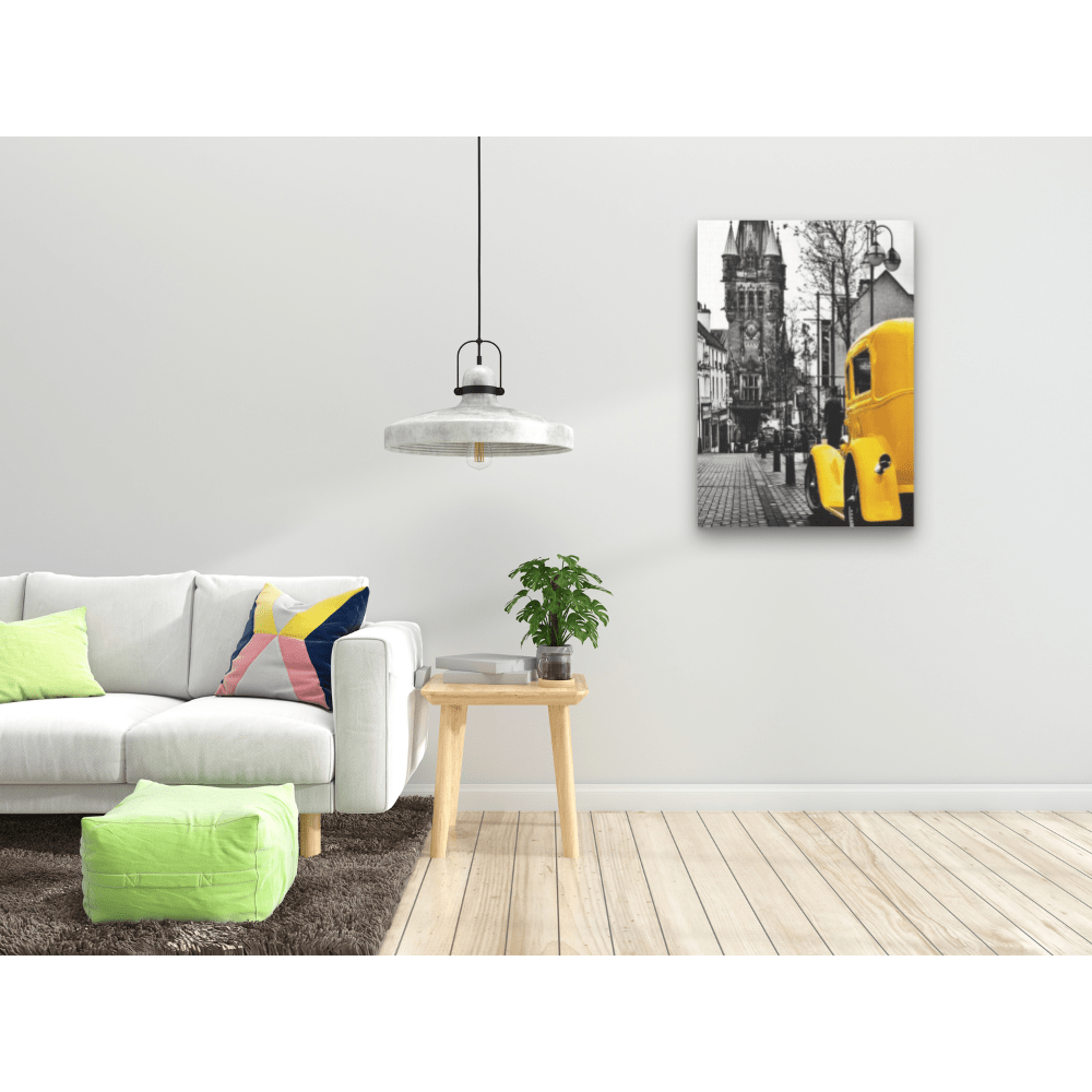 Gelber Roadster, Musterbild in der Raumansicht