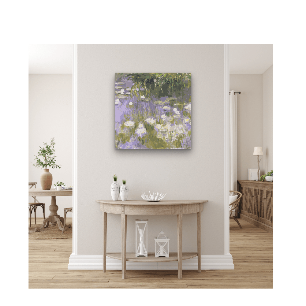 Seerosen violett von Claude Monet, Musterbild in der Raumansicht