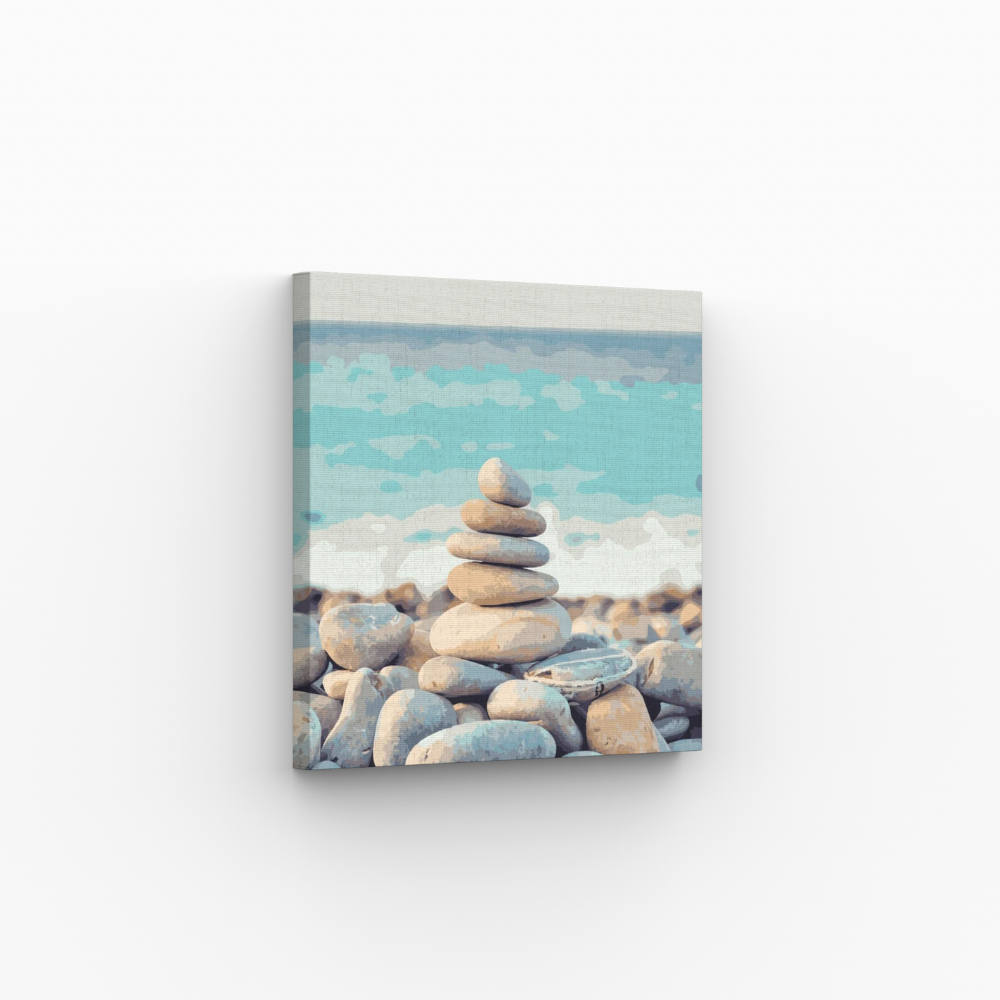 Steinstapel Zen, Musterbild gerahmt