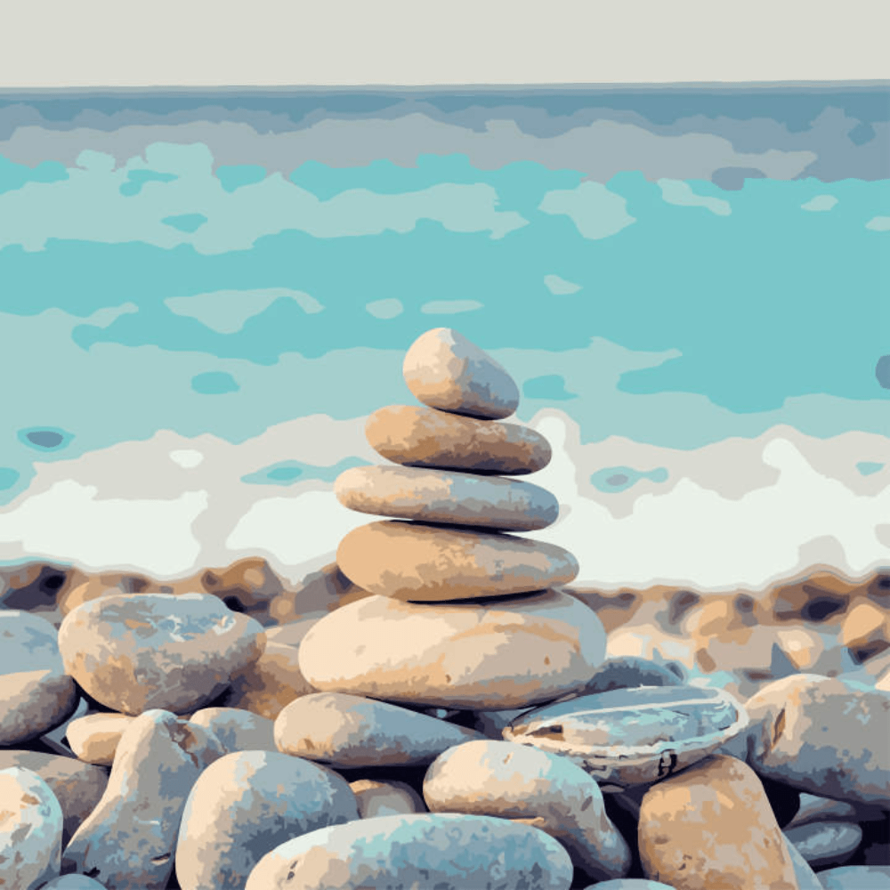 Zen Steinstapel am Strand