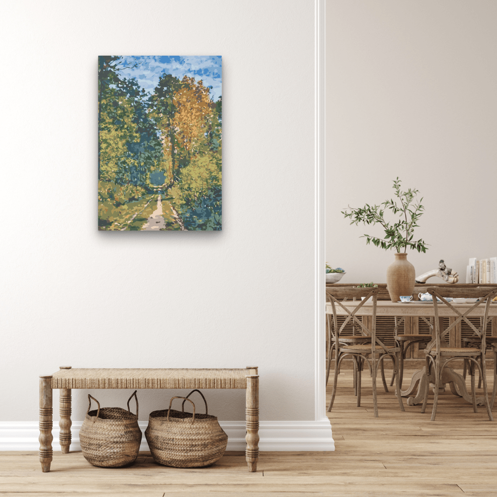 Der Waldweg von Claude Monet, Musterbild in der Raumansicht