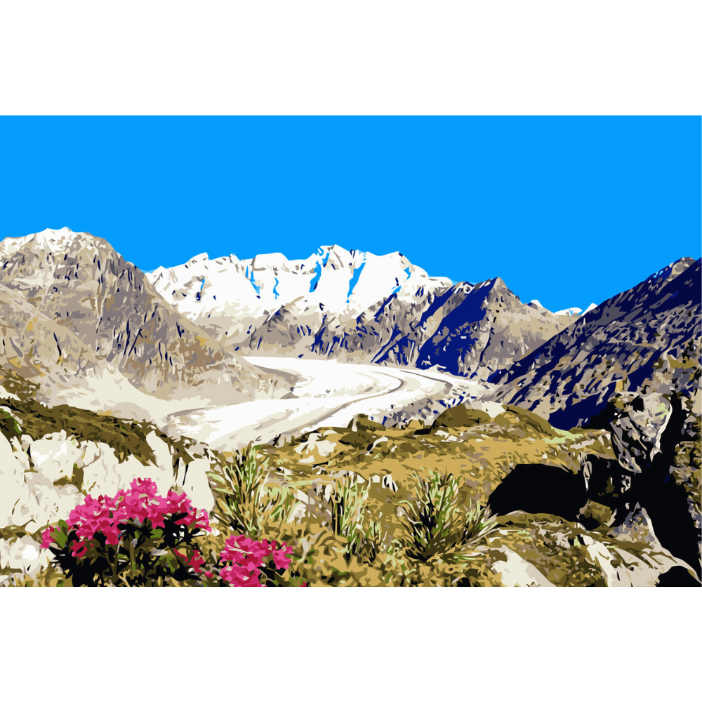 Malen nach Zahlen, Bettmeralp-Aletschgletscher, Wallis