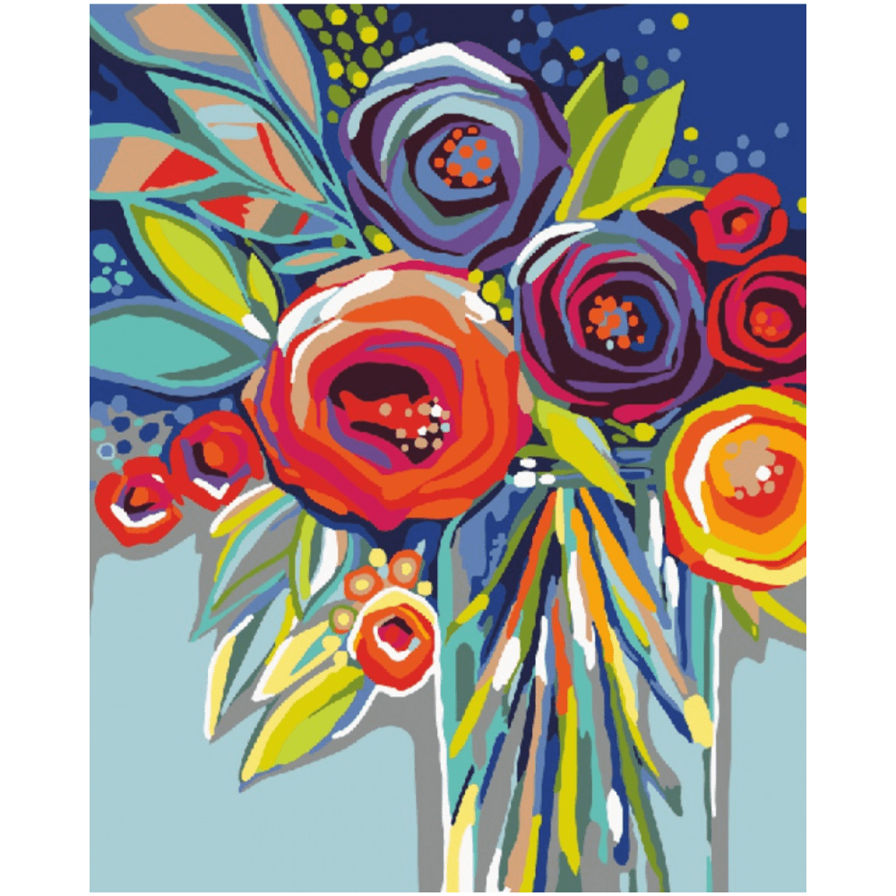 Malen nach Zahlen. Blumen abstrakt, modern