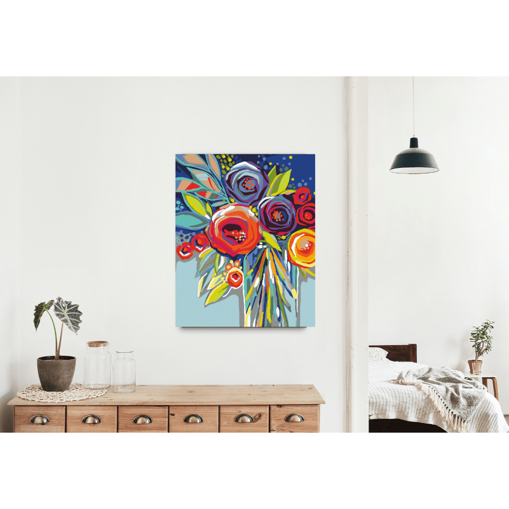 Malen nach Zahlen. Blumen abstrakt, modern