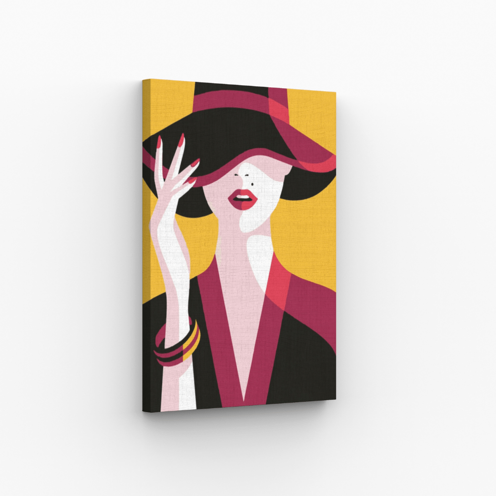 Malen nach Zahlen, Dame mit Hut, Vintage Art