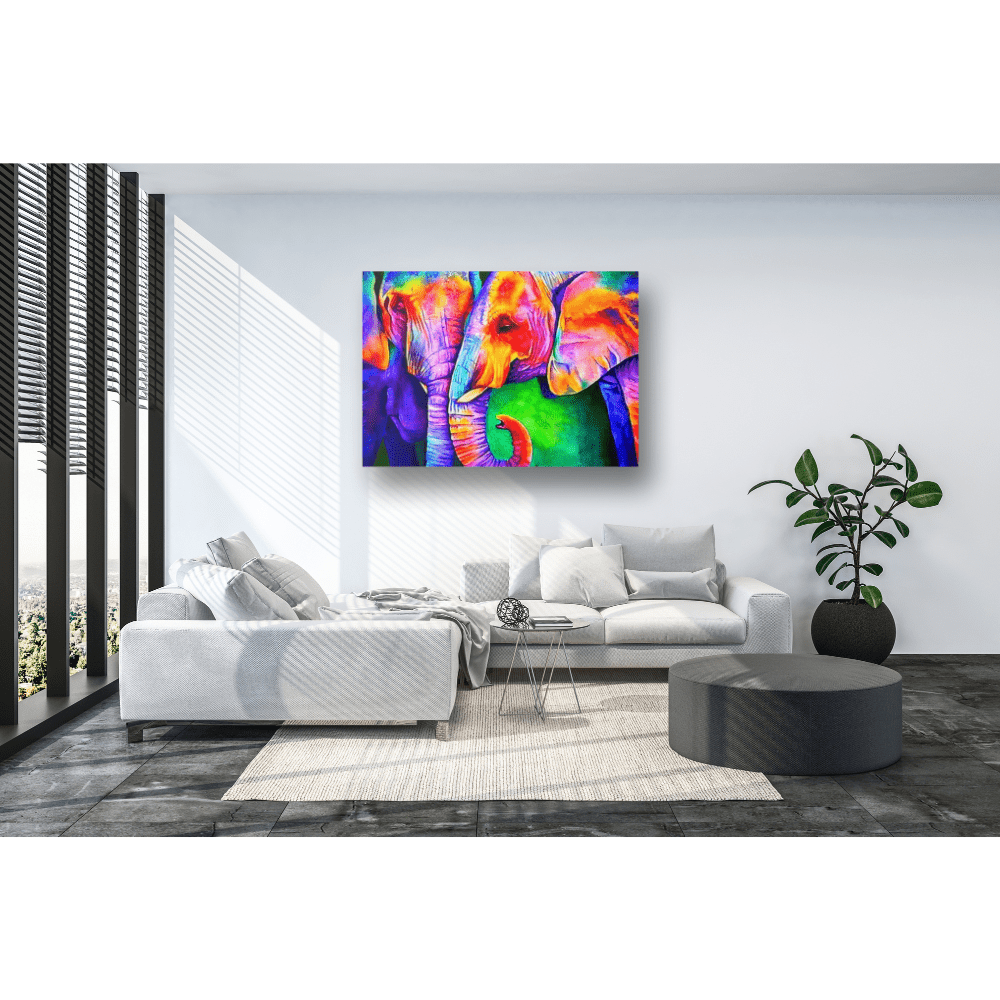 Malen nach Zahlen, Elefanten, mehrfarbig, abstrakt