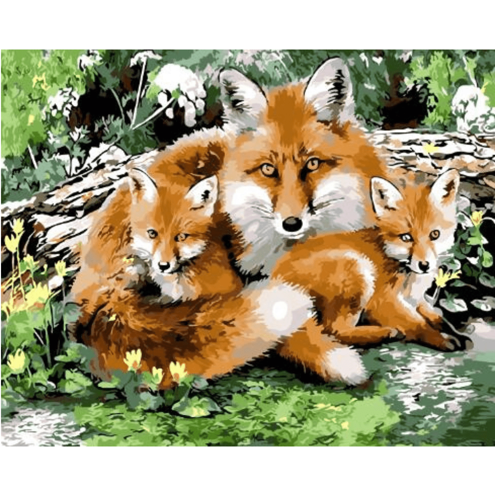 Malen nach Zahlen, Füchsin mit Welpen