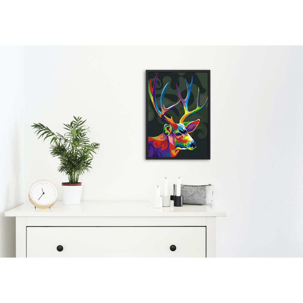 Malen nach Zahlen, Hirsch mehrfarbig, abstrakt