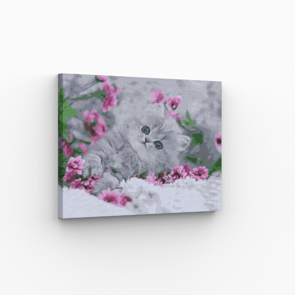 Malen nach Zahlen, Kätzchen mit Blumen