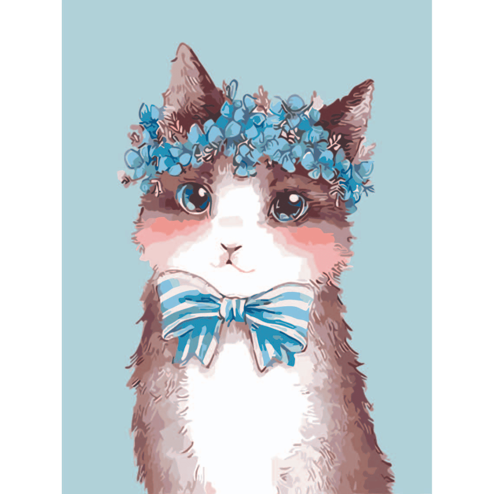 Malen nach Zahlen, Kätzchen mit Stirnband, Kinderbild