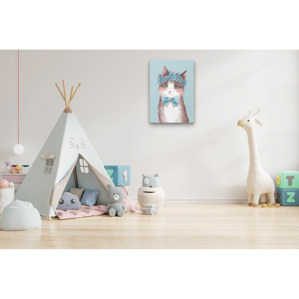 Malen nach Zahlen, Kätzchen mit Stirnband, Kinderbild