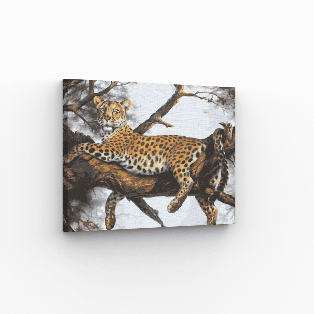 Malen nach Zahlen, Leopard auf Baum