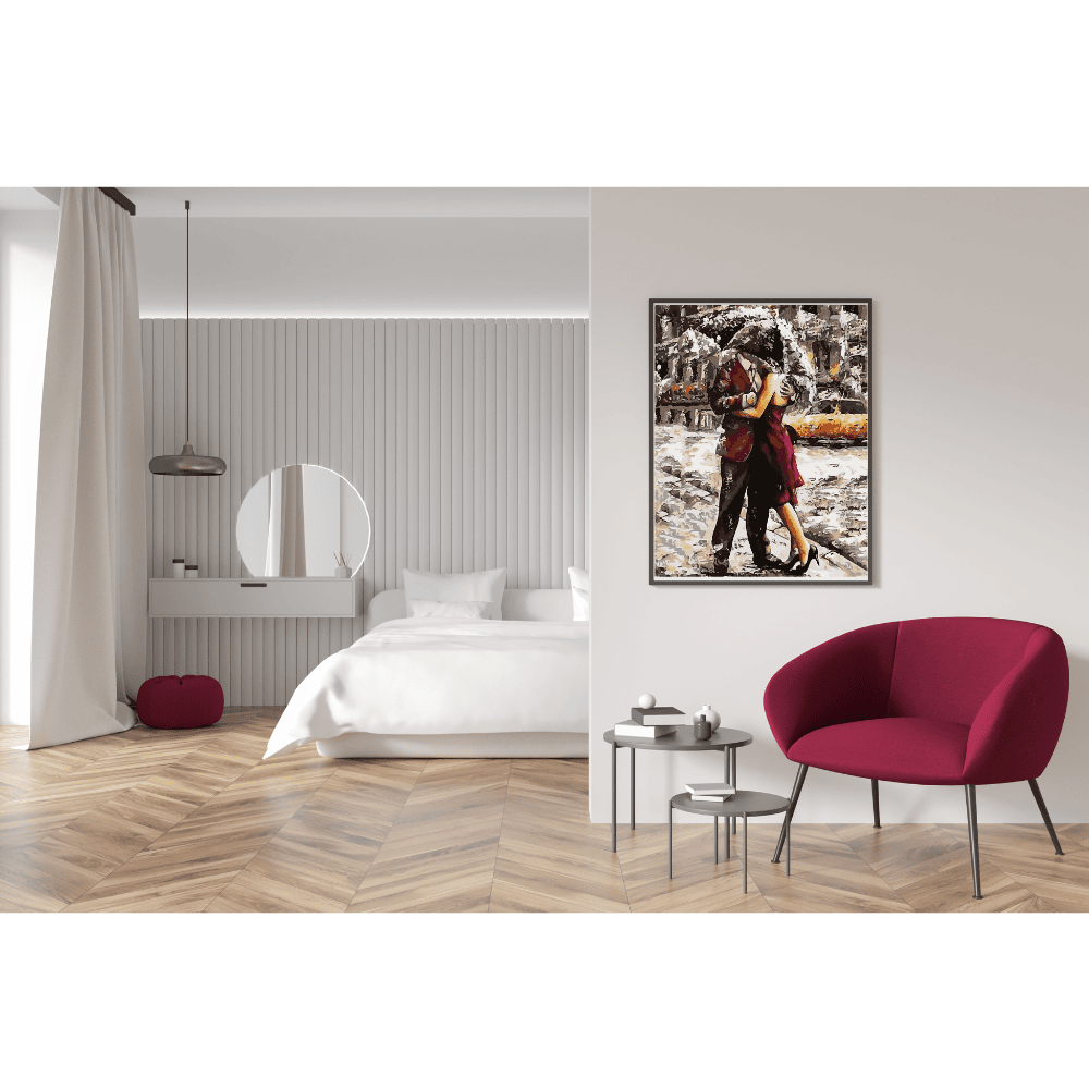 Malen nach Zahlen, Liebespaar im Regen in New York