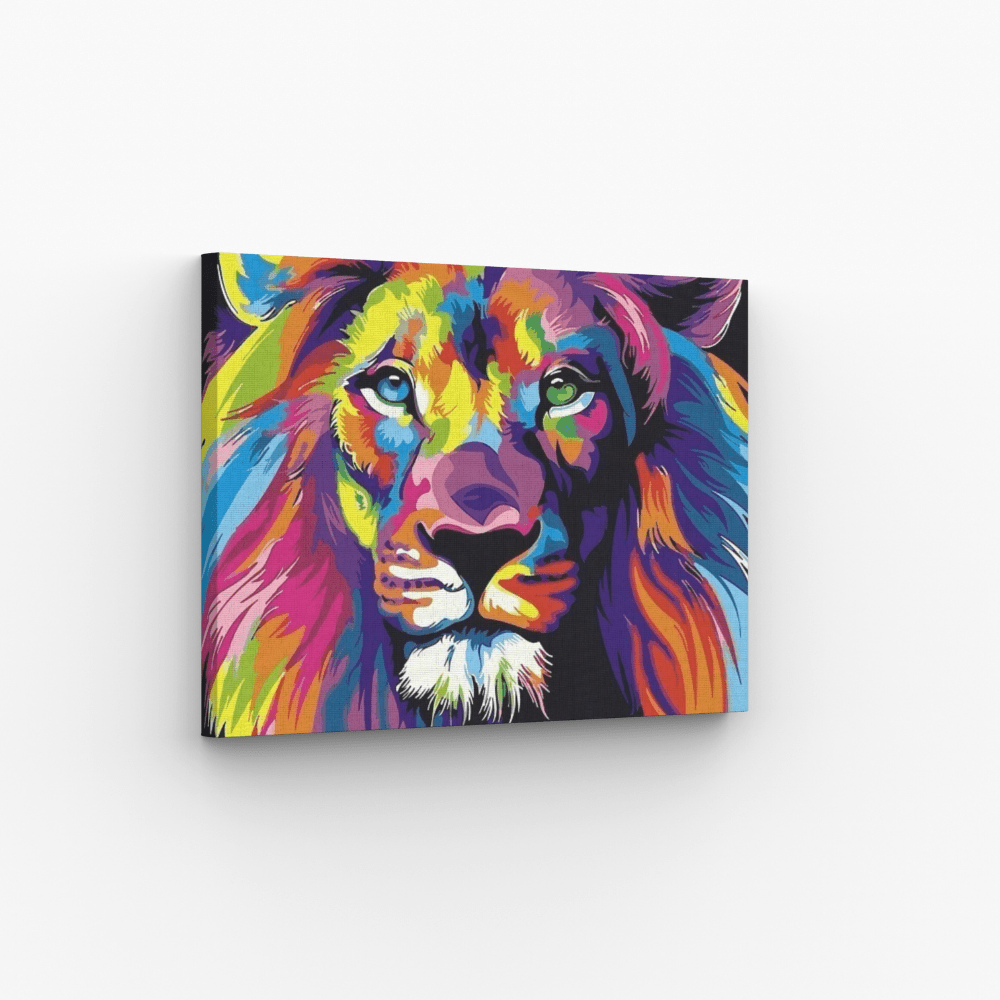 Malen nach Zahlen, Löwe mehrfarbig, abstrakt