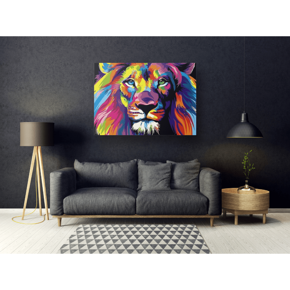 Malen nach Zahlen, Löwe mehrfarbig, abstrakt