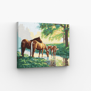 Malen nach Zahlen, Pferde am Fluss