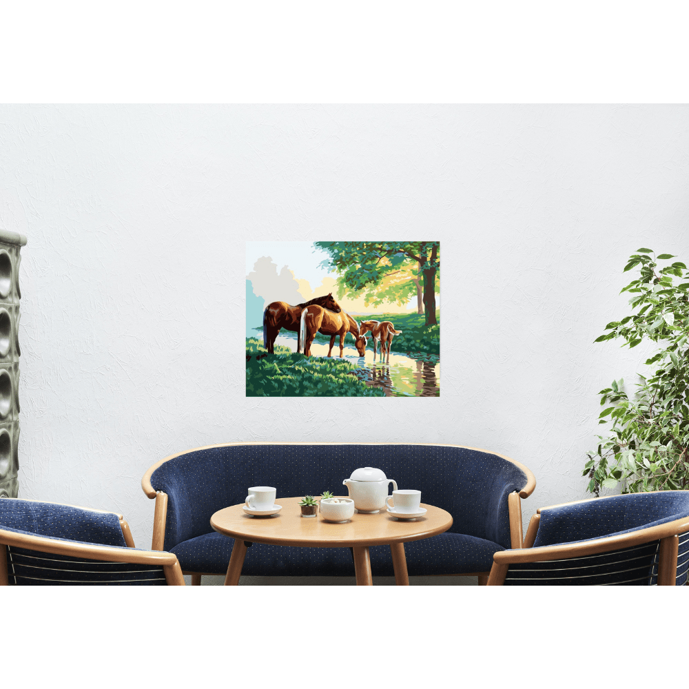 Malen nach Zahlen, Pferde am Fluss