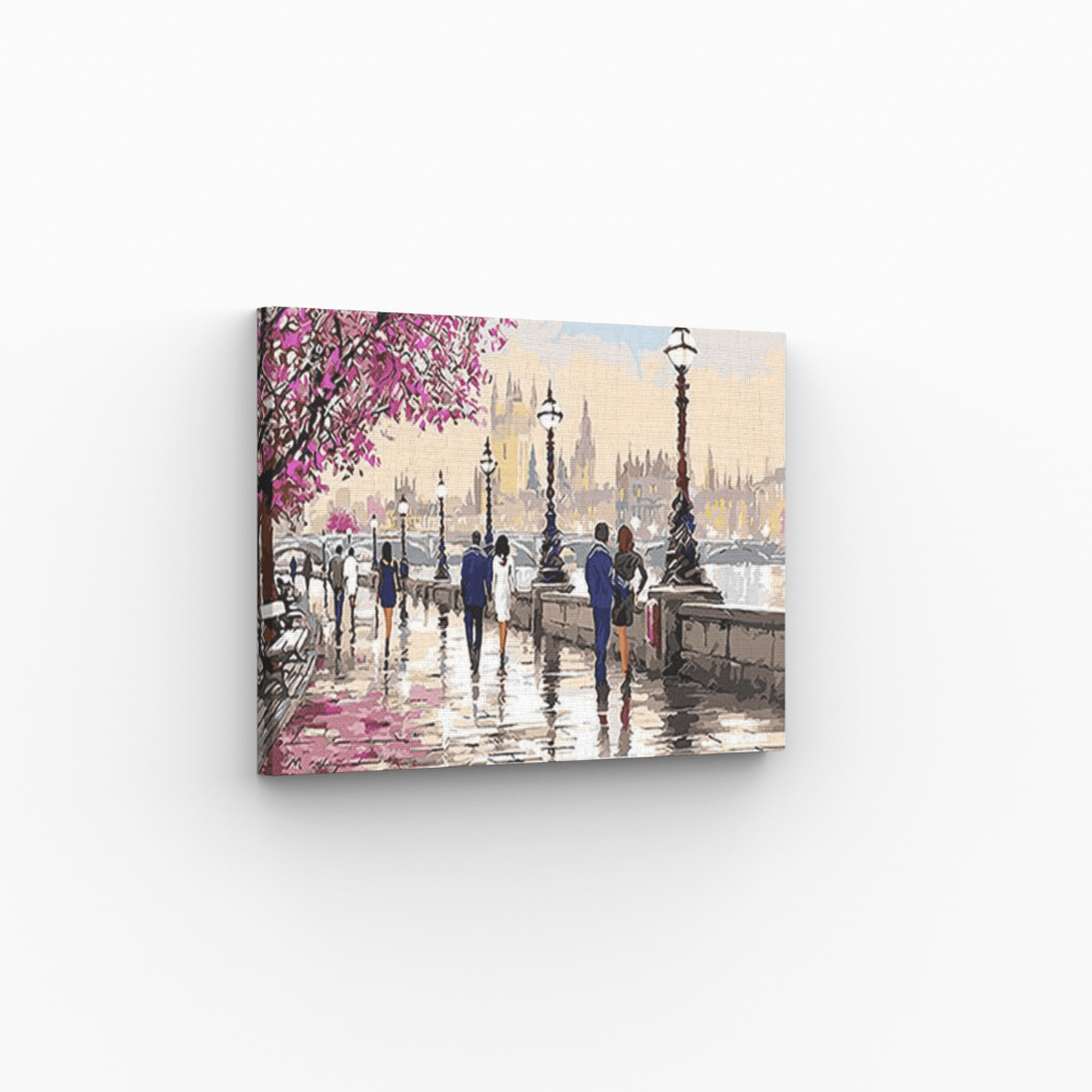 Malen nach Zahlen, Promenade an der Themse im Frühling, London