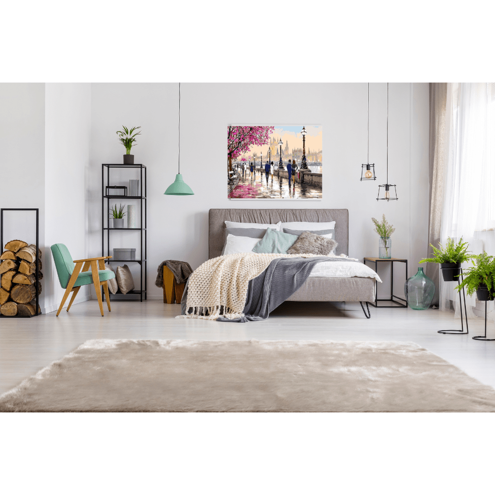 Malen nach Zahlen, Promenade an der Themse im Frühling, London