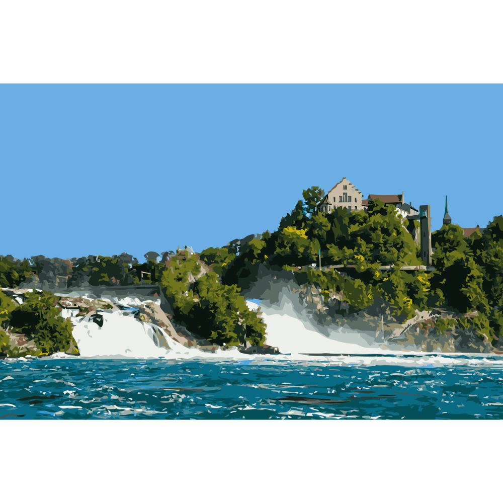 Malen nach Zahlen, Rheinfall mit dem Schloss Laufen, Neuhausen
