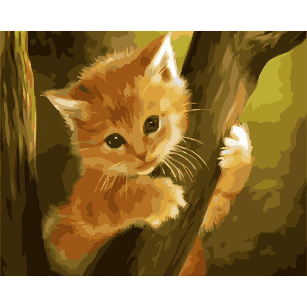 Malen nach Zahlen, Rotkätzchen auf Baum, Kinderbild