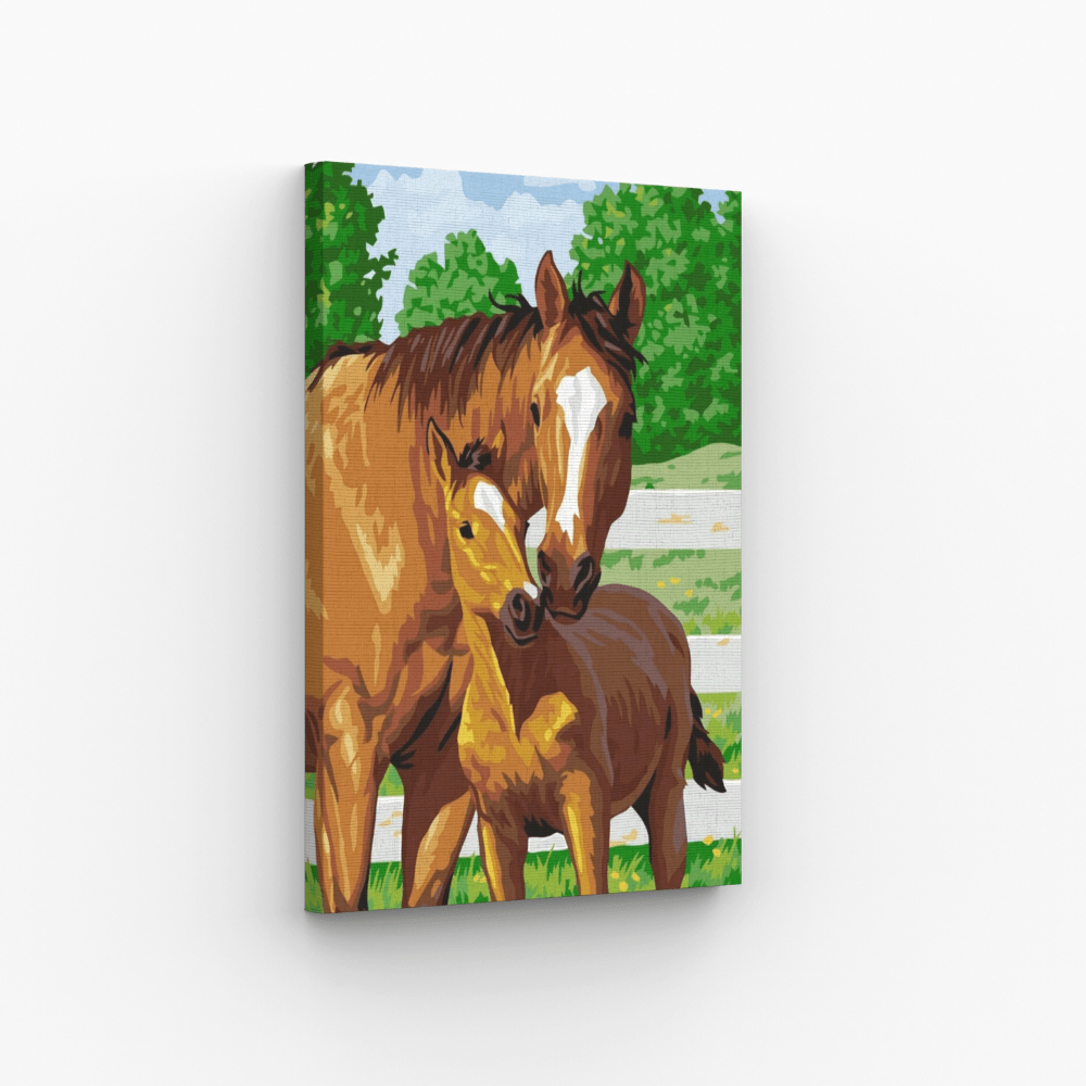 Malen nach Zahlen, Stute mit Fohlen