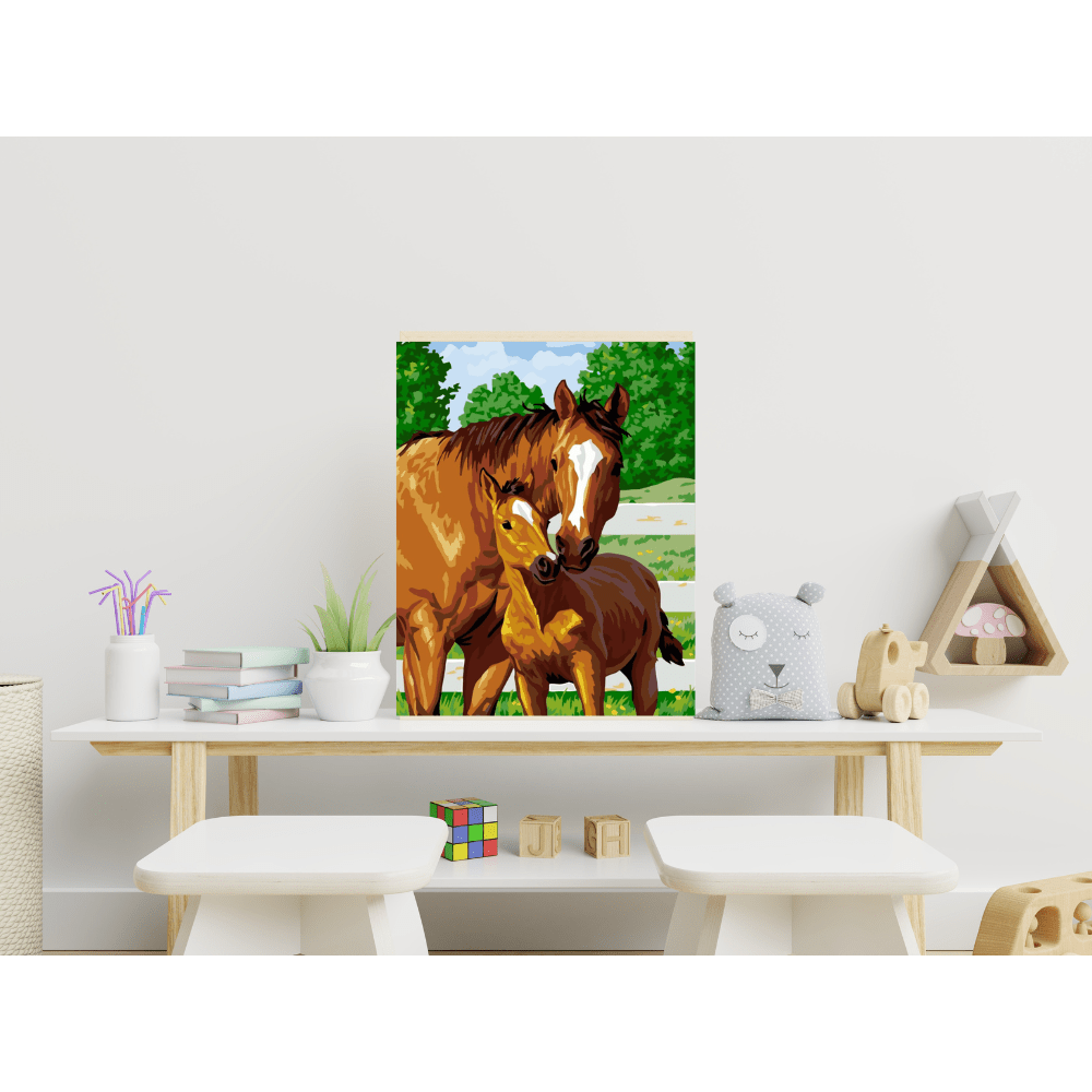 Malen nach Zahlen, Stute mit Fohlen