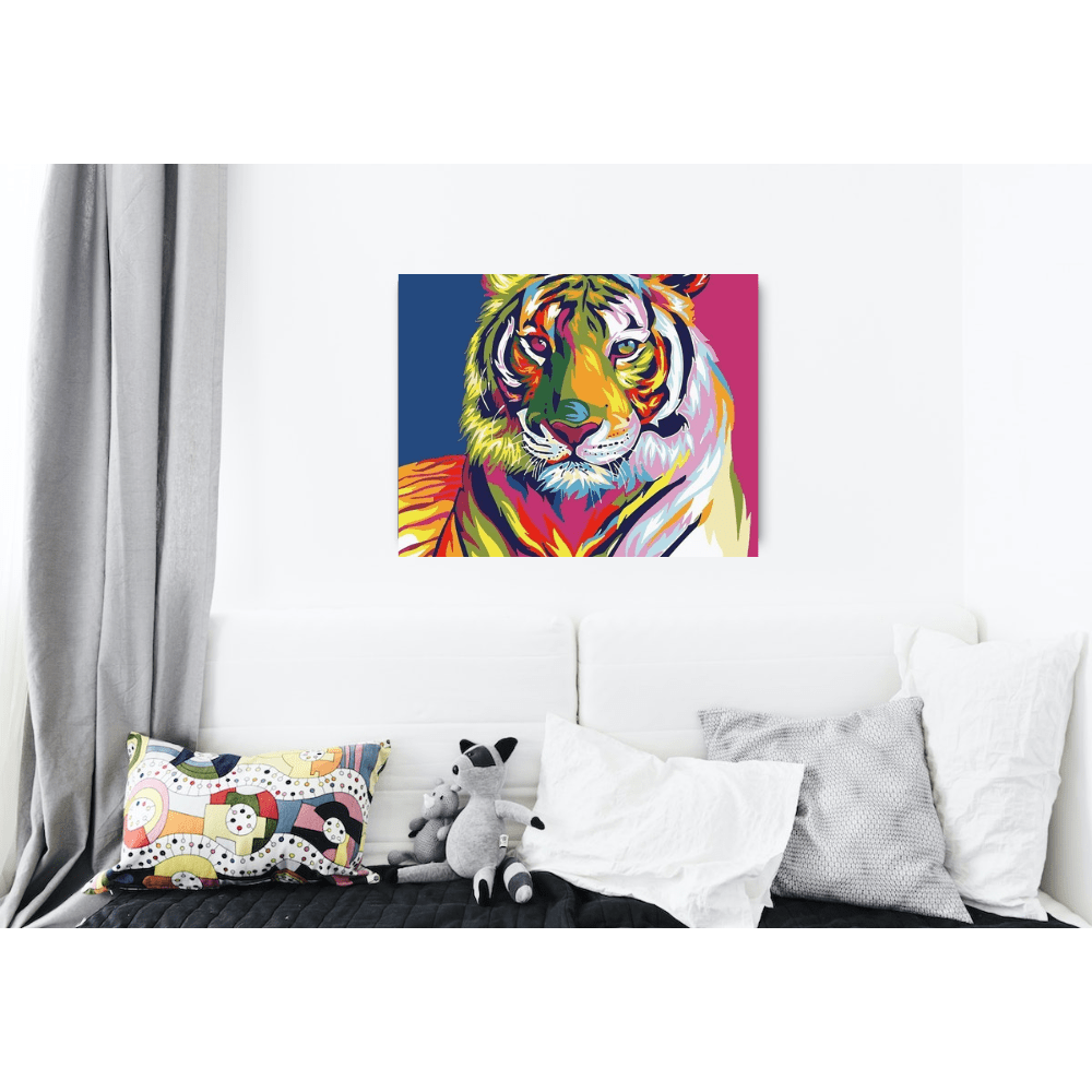 Malen nach Zahlen, Tiger mehrfarbig, abstrakt