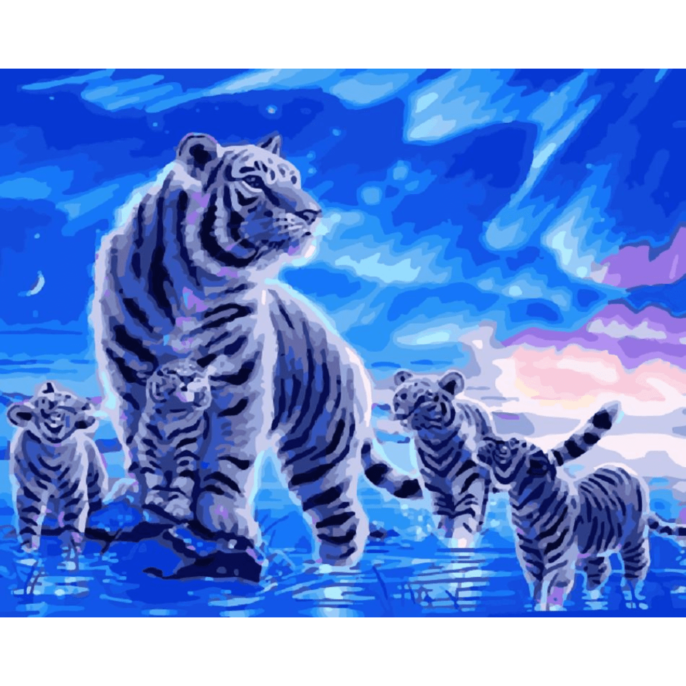 Malen nach Zahlen, Schneetiger mit Nachwuchs