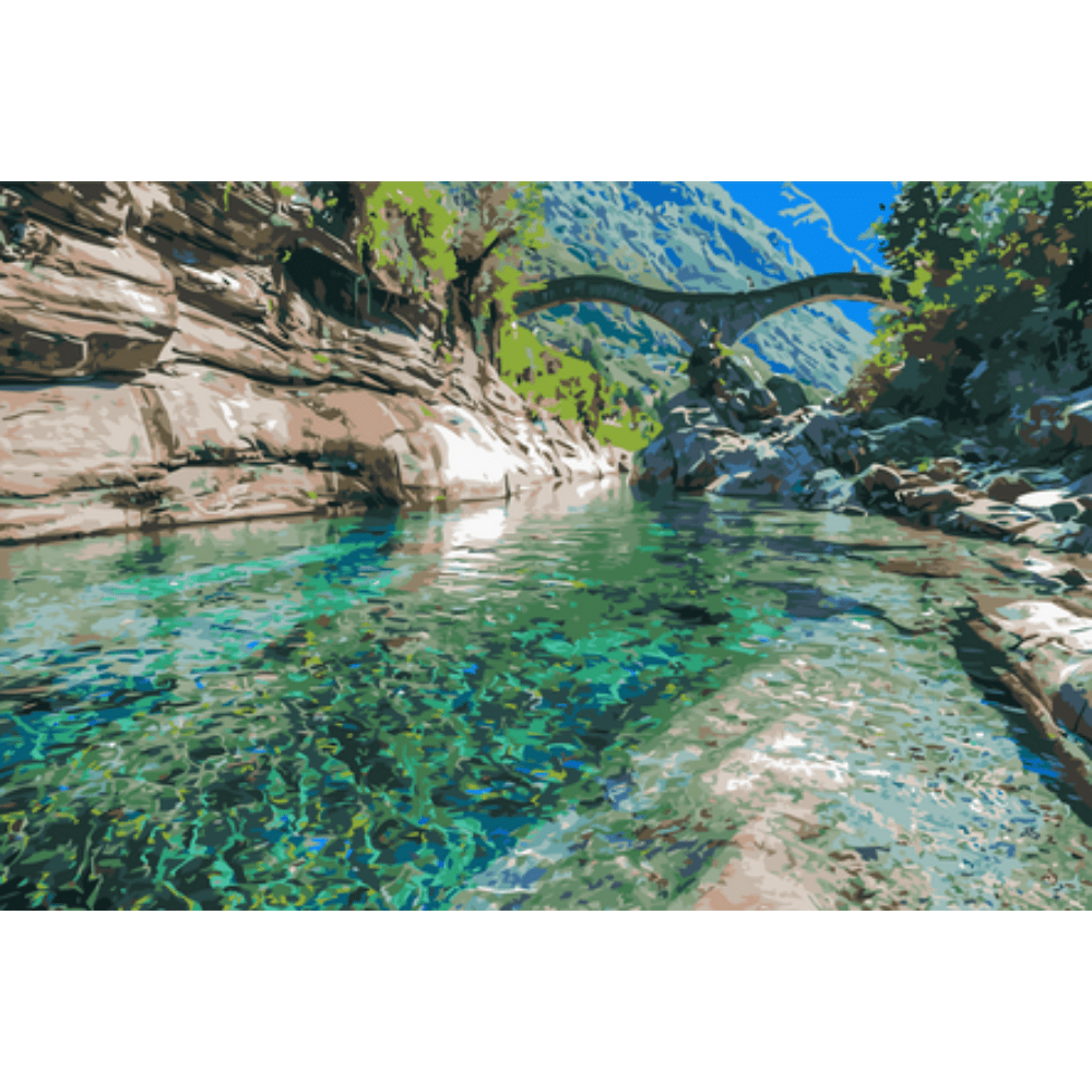 Malen nach Zahlen, Verzasca bei Lavertezzo, Tessin