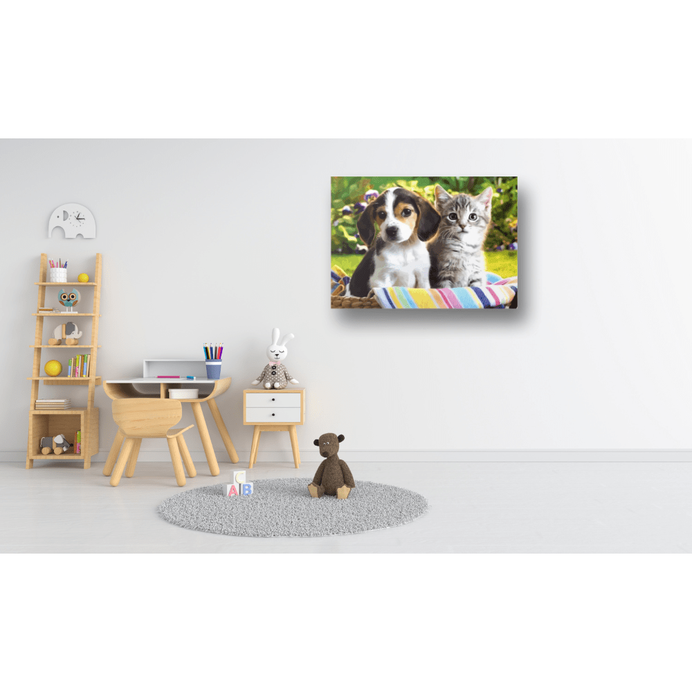 Malen nach Zahlen, Welpe mit Kitten