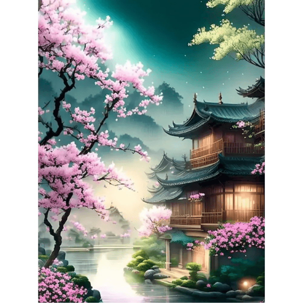 Sakura Japan bei Nacht 