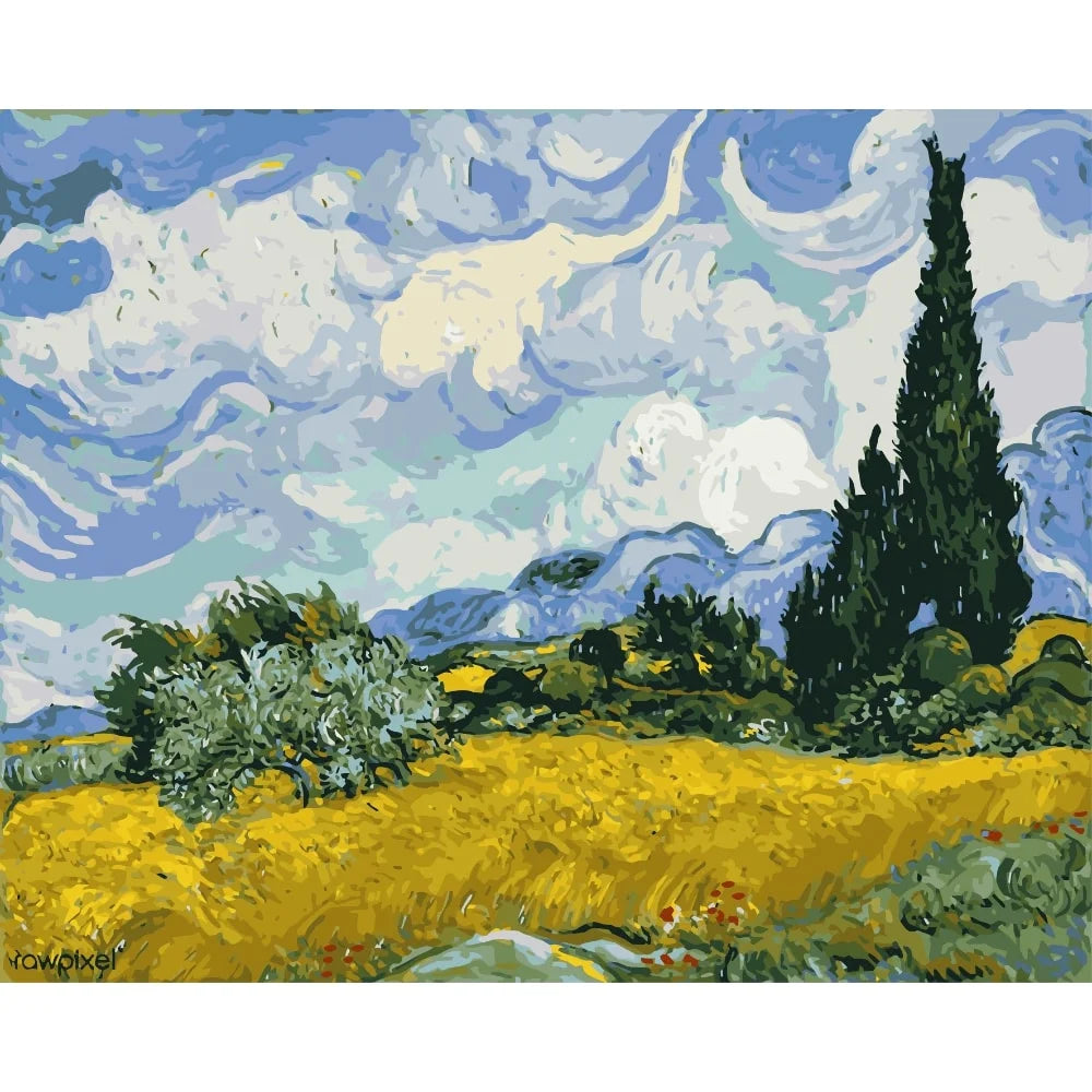 Weizenfeld mit Zypresse, van Gogh