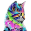 Malen nach Zahlen, Katze mehrfarbig, abstrakt