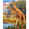 Malen nach Zahlen, Giraffen und Zebras am Wasser