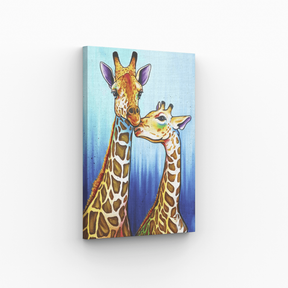 Malen nach Zahlen, Giraffen Stute mit Fohlen, Kinderbild