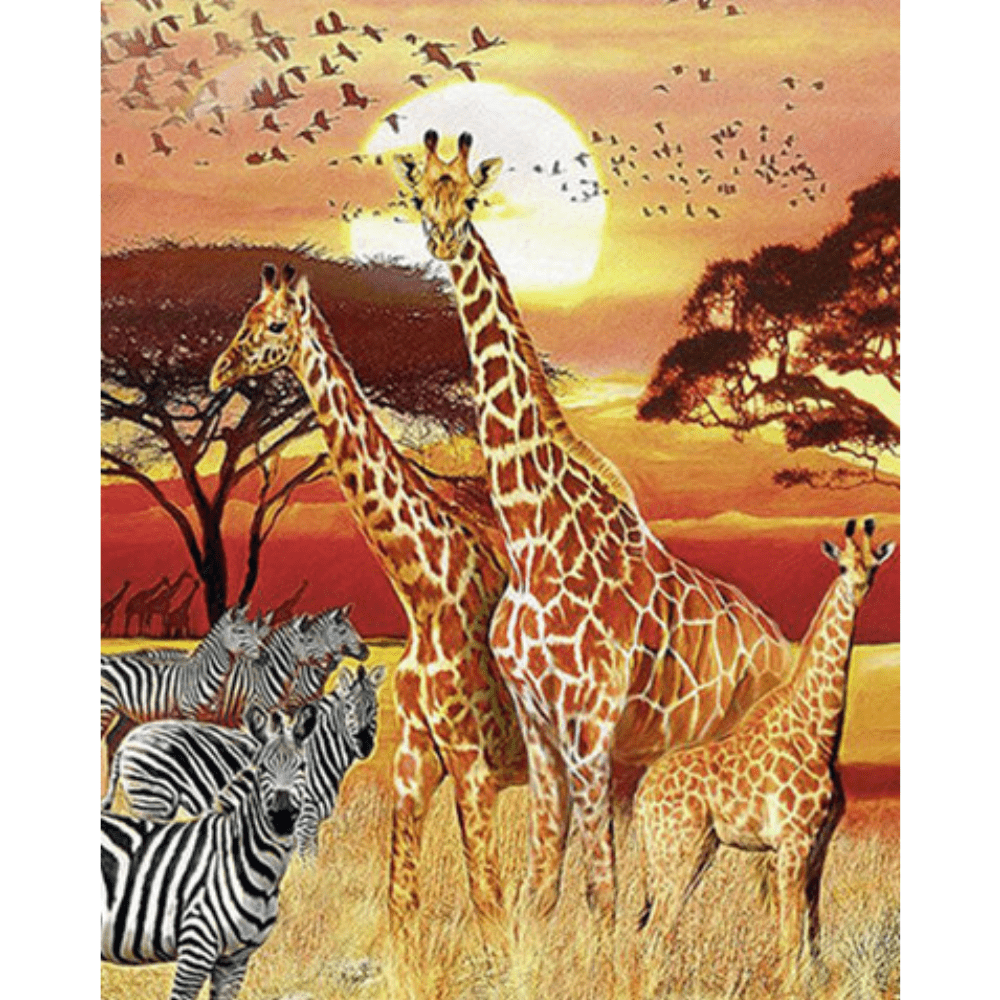 Malen nach Zahlen, Giraffen und Zebras, Serengeti