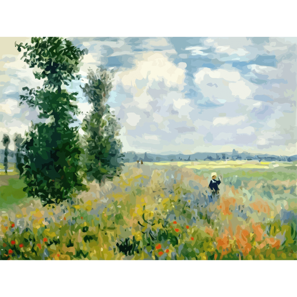 Malen nach Zahlen, Mohnfelder bei Argenteuil von Claude Monet, Kunst