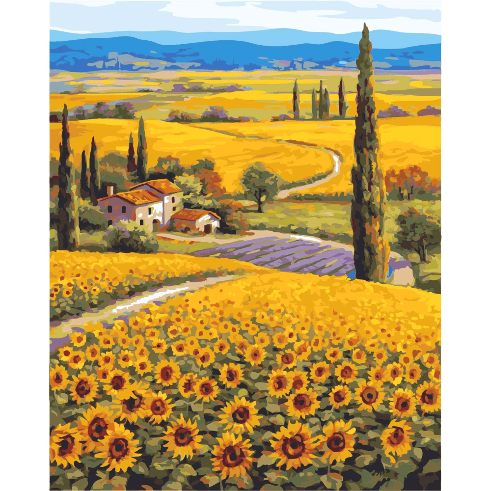 Malen nach Zahlen, Sonnenblumenfelder, Toscana